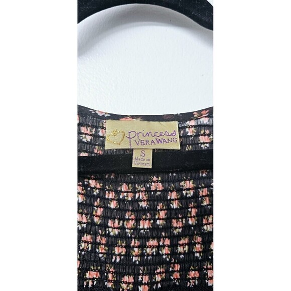 VERA WANG Princess Black Floral Sheer Long Sleeve Women Shirt (S) - Picture 2 of 4